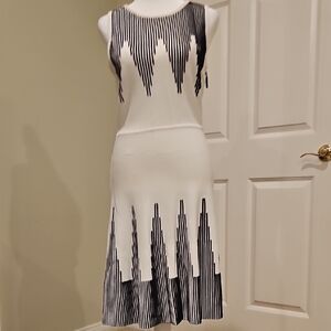 Calvin Klein Black and White Midi Dress